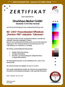 Druckhaus Becker Zertifikat Premium PSO