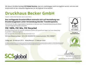 Druckhaus Becker
FSC Zertifikat
gültig bis 2024
